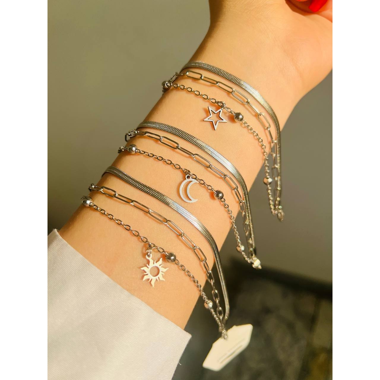 دستبند سه لاین ماه و ستاره